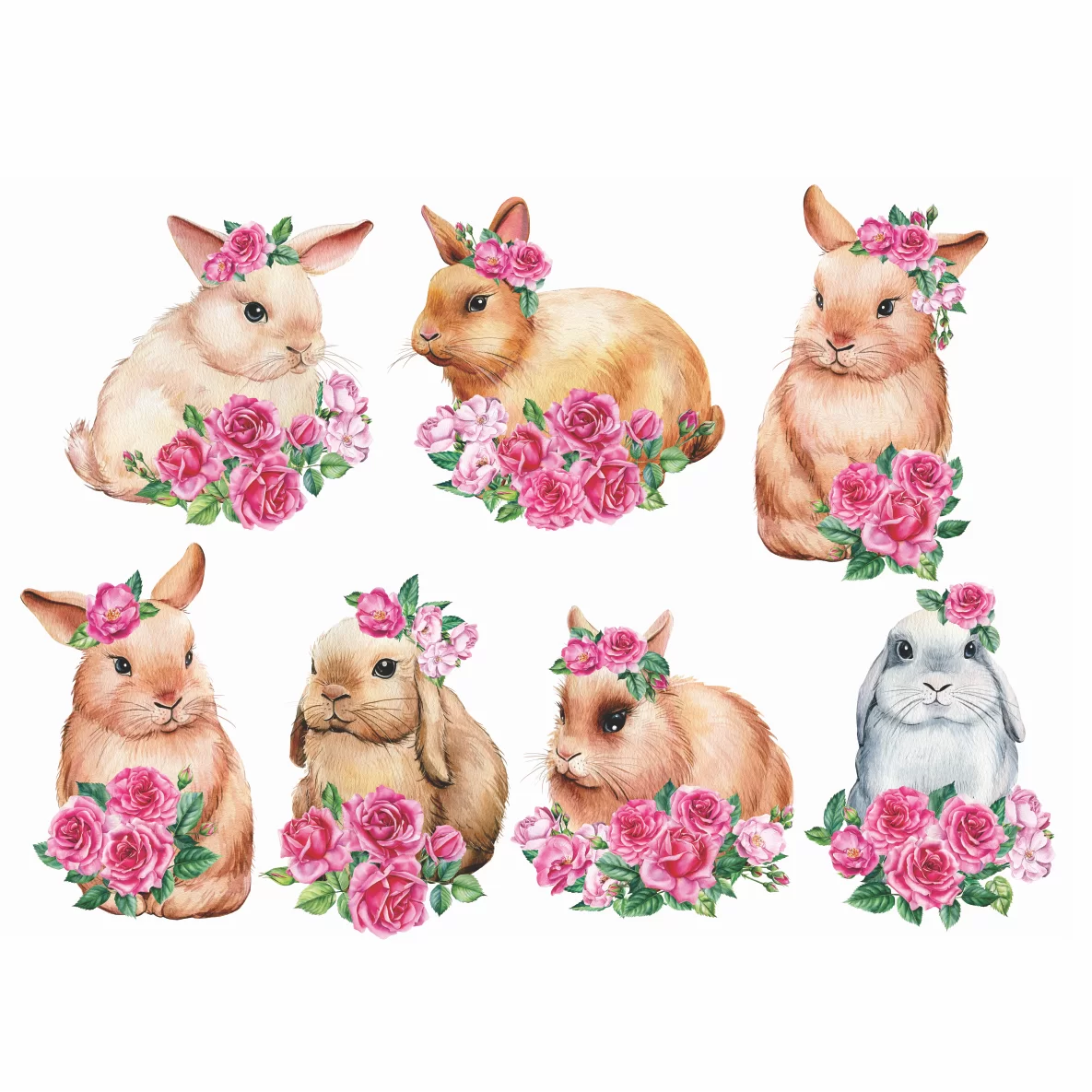 Decalques Coelhos Floral