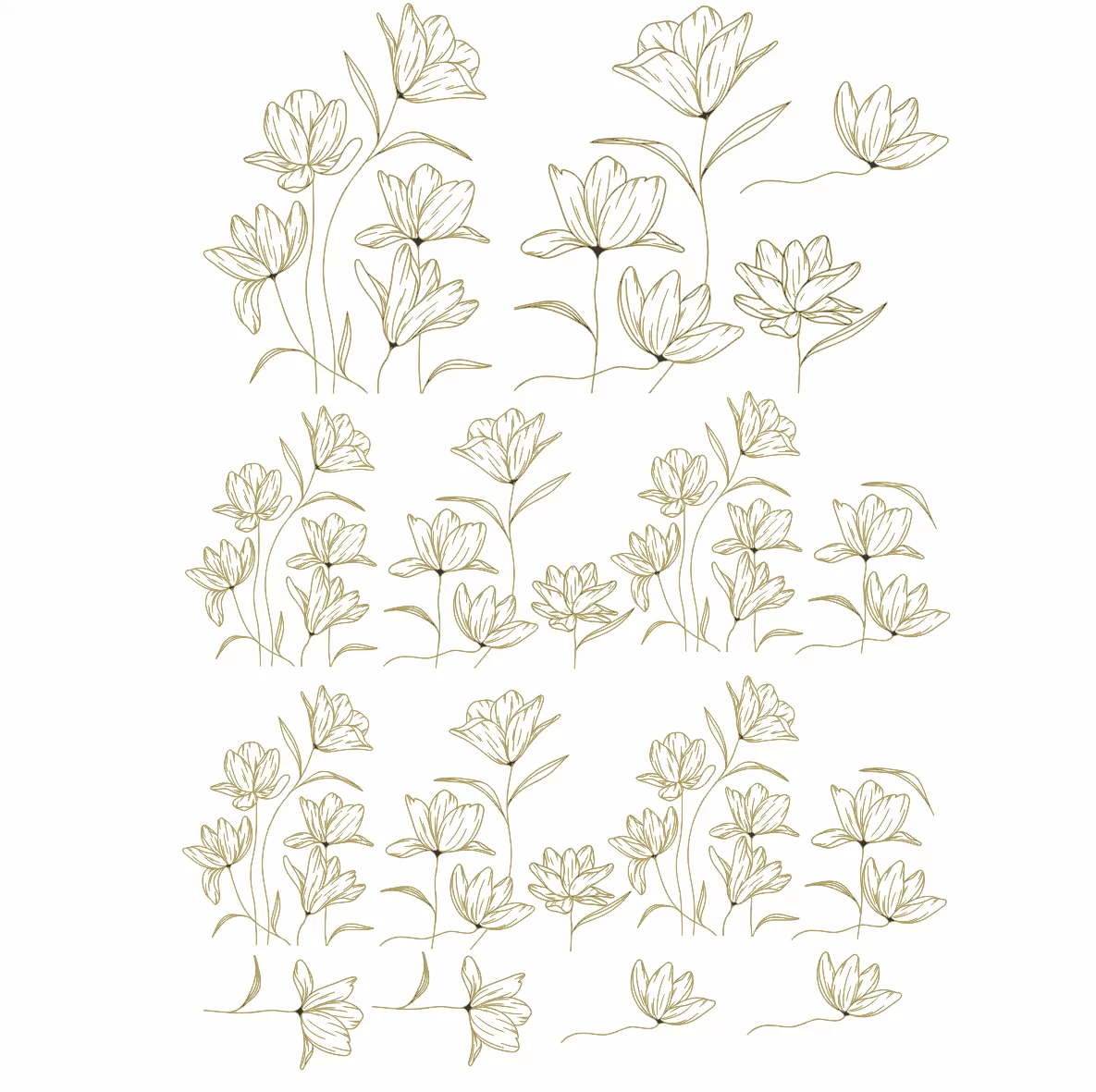 Decalques Flores Delicadas Ouro