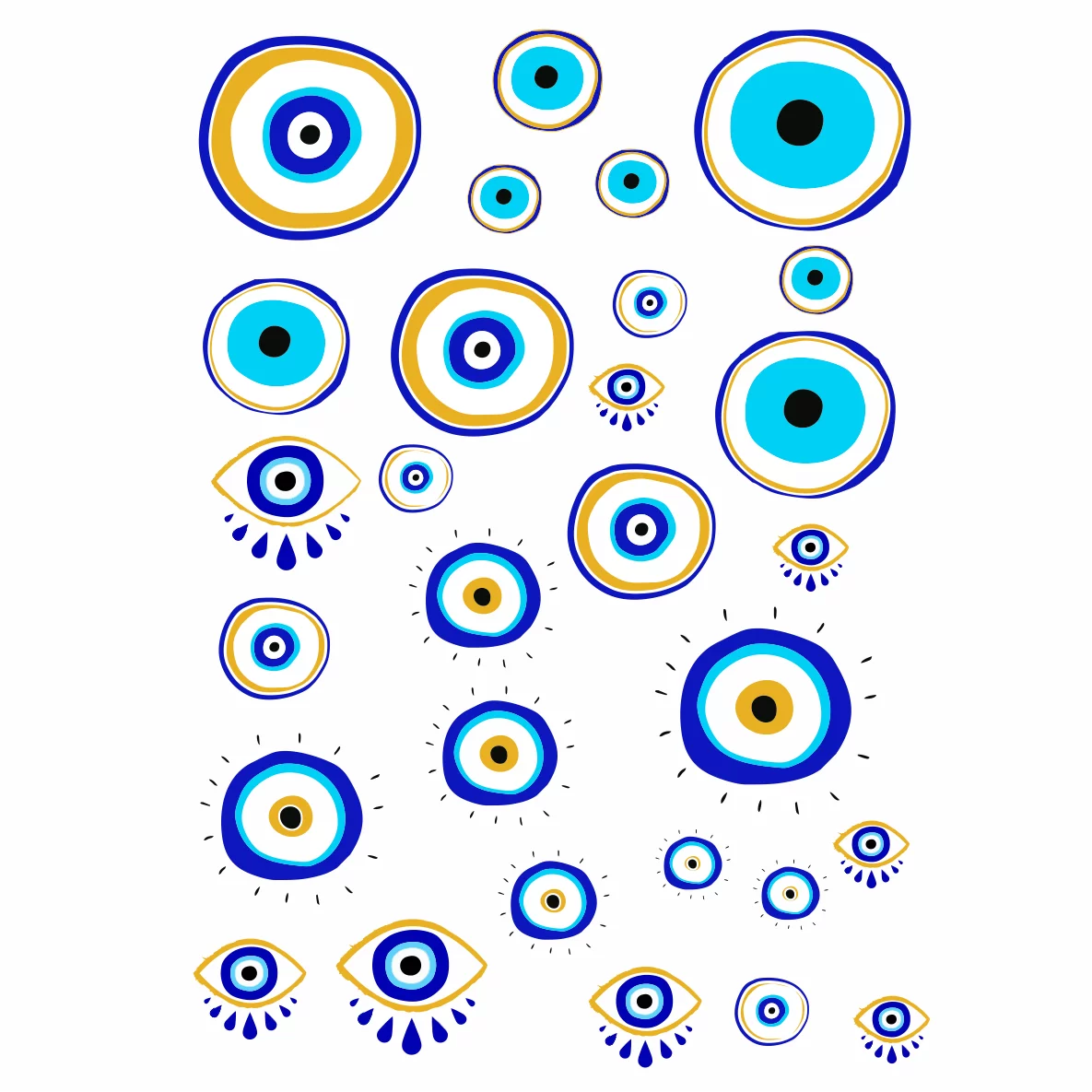 Decalques Olho Grego com Detalhes em Ouro