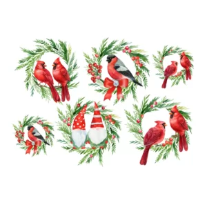 Decalques Pássaros Vermelhos