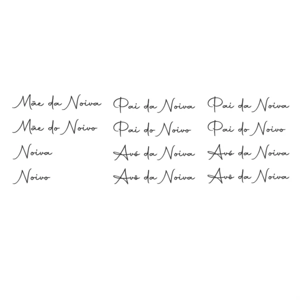 Decalques Pais e Mães dos Noivos
