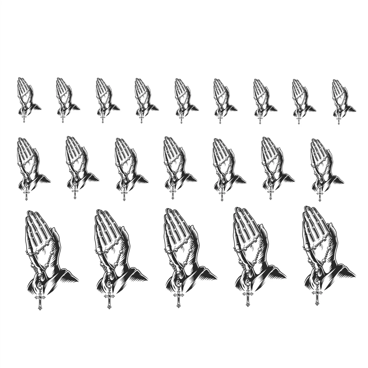 Decalques Mãos Segurando Rosário Preto