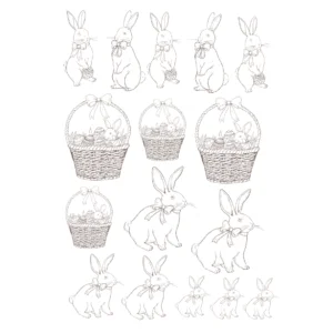 Decalques Coelhos Contorno - Sépia