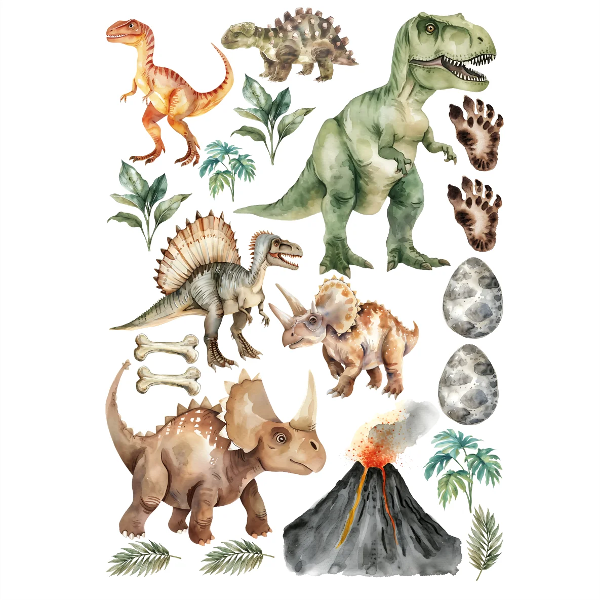 Decalques Dinossauros Aquarela