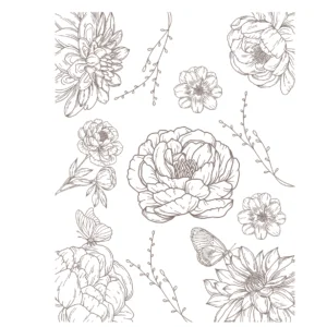 Decalques Contorno Flores Sépia - 3