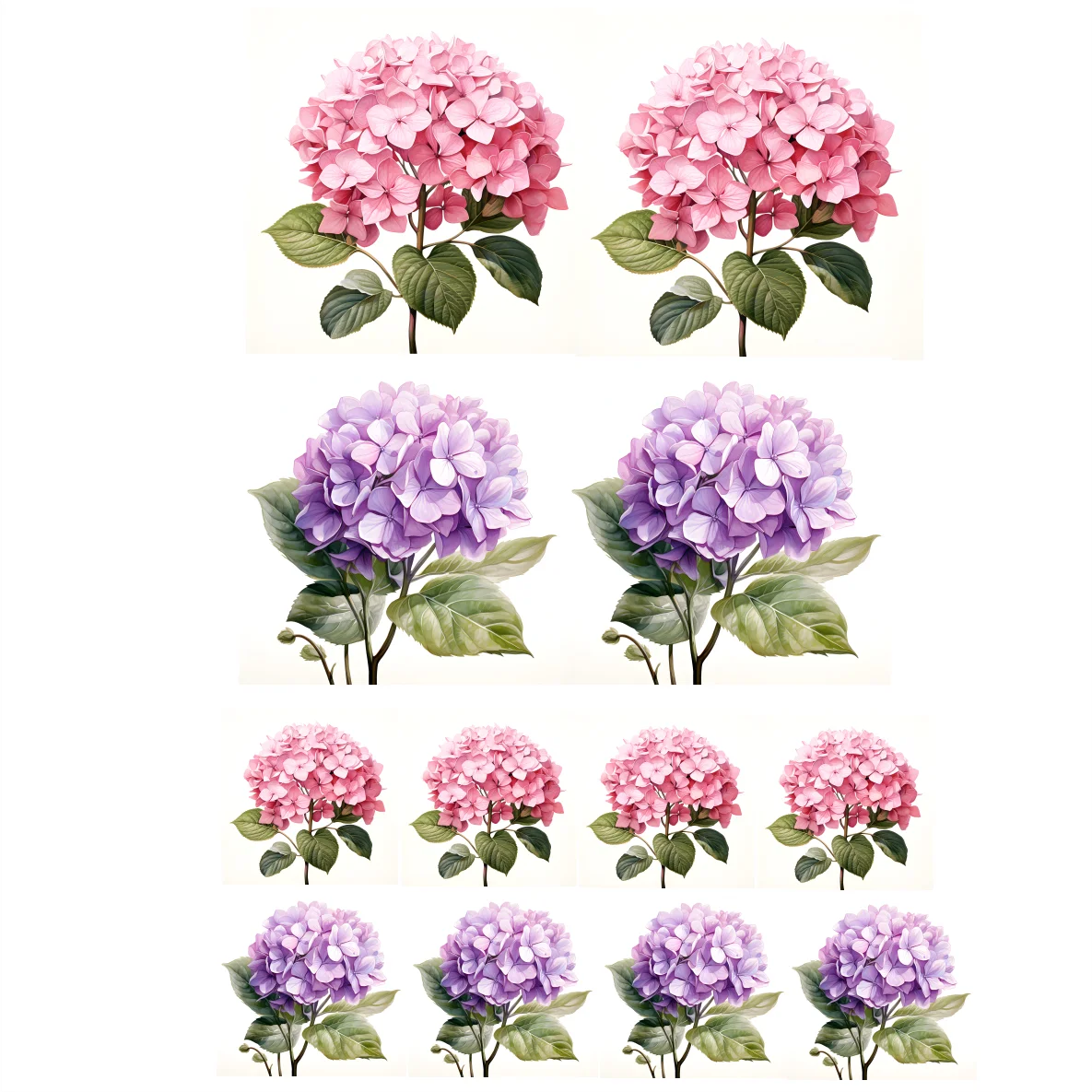 Decalques Hortências Rosa e Roxa