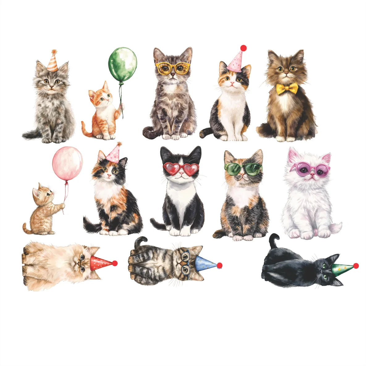 Decalques Gatinhos Aquarela