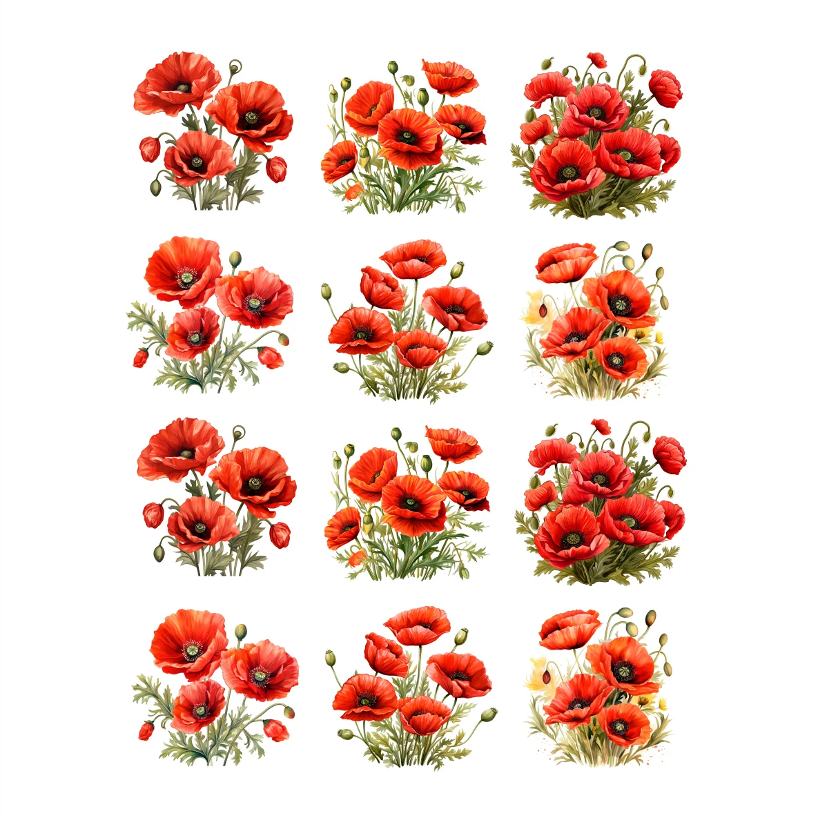 Decalques Flores Vermelhas