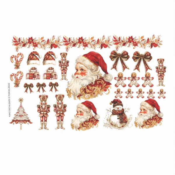 Decalques Natal Com Laços - PORCELANA