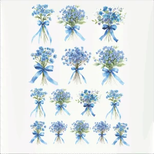 Decalques Buquê - Azul