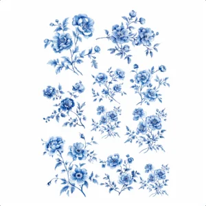 Decalques Flores Aquarela - Azul