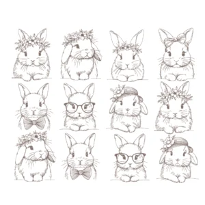 Decalques Coelhos Diversos - Sépia